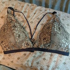Super Sexy Blue Floral Lace Strappy Bralette